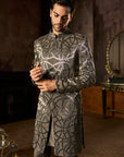 Grey Metallic Sherwani Set