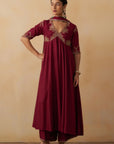 Maroon Anarkali With Palazzo Set
