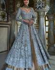 Silver Cut Work Jacket Sharara Set - Ready to Ship