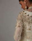 Ivory Chiffon Anarkali Paired With Tulle Net Jacket