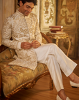 Ivory Gold Sherwani Set