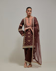 Brown Gota & Marrori Work Kurta Set