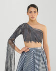 Metallic Skirt And Beaded Top - Onyx