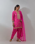 Fuchsia Pink Gota & Marrori Work Kurta Set