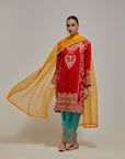 Red Gota & Marrori Work Kurta Set