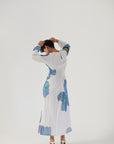 Blue Poppies Pintucks Dress