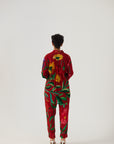 Big Botanical Red Crepe Coord Set