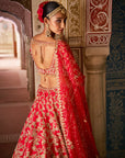 Red Crystal Lehenga Set