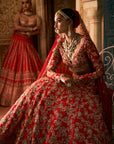 Red Crystal Lehenga Set