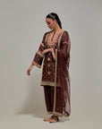 Brown Gota & Marrori Work Kurta Set