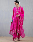 Pink Leheriya Chintz Kurta And Pants Set