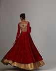Red Silk Embroidered Anarkali