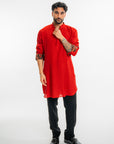 Solid Kurta With Printed Sleeves & Front Opening - Ready to Ship