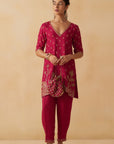 Hot Pink Short Kurti With Salwar Set