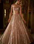 Rose Gold Sequin Lehenga Set - Ready to Ship