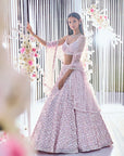 Soft Berry Checkered Lehenga Set - Ready to Ship