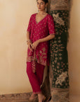 Hot Pink Short Kurti With Salwar Set
