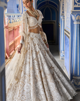 Nude Cream Abstract Lehenga Set - Ready to Ship