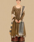 Elegant Embroidered Anarkali Kurta, Izhaar & Dupatta Set