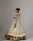 Ivory Chiffon Anarkali Paired With Tulle Net Jacket