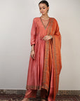 Kyra Habotai Silk Embroidery Kurta Set with Dupatta