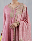 Salmon Pink Sharara Set With Marori Work