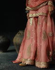 Salmon Sharara Set With Gota And Marori Work