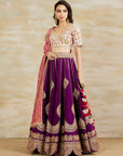 Purple Lehenga Set With A Bandhani Dupatta