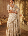 Ivory Gold Lehenga Saree Set