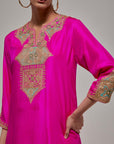 Fuchsia Pink Gota & Marrori Work Kurta Set