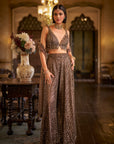 Brown Sequin Sharara Set