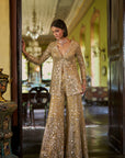 Gold Mirror Work Sharara Set