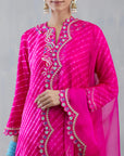 Pink Leheriya Chintz Kurta And Pants Set