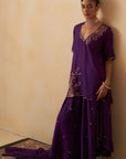 Purple Short Kurti With Palazzo Set