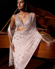 Nude Crystal Georgette Saree
