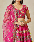 Fuschia Floral Embroidered Lehenga Set