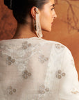 Ivory Embroidered Cutwork Woven Double Layer Angrakha Set