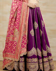 Purple Lehenga Set With A Bandhani Dupatta