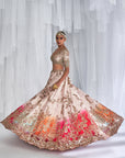 Jasmine Beige Ombre Raw Silk Bridal Lehenga Set