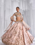 Posey Peach Raw Silk Bridal Lehenga Set