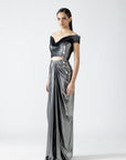 Moulded Metallic Top With Skirt - Silver