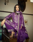 Aari Parrot A Line Kurta Set - Purple