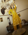 Aari Parrot Straight Cut Kurta Set - Yellow