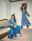 Aari Parrot A Line Kurta Set - Blue