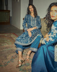 Aari Parrot A Line Kurta Set - Blue