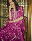 Aari Thread Work Kaftan Set - Magenta