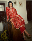 Aari Parrot Straight Cut Kurta Set - Red