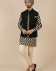 Black Textured Nehru Jacket
