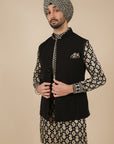 Black Textured Nehru Jacket