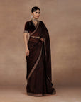 Burgundy Jamawar Saree Set